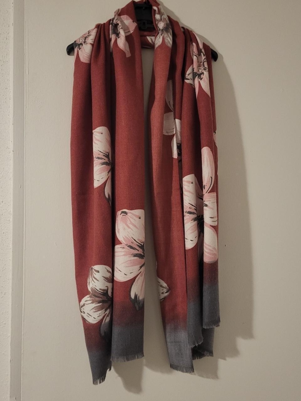 Soft Ombre Knit Scarf in Rose and Gray